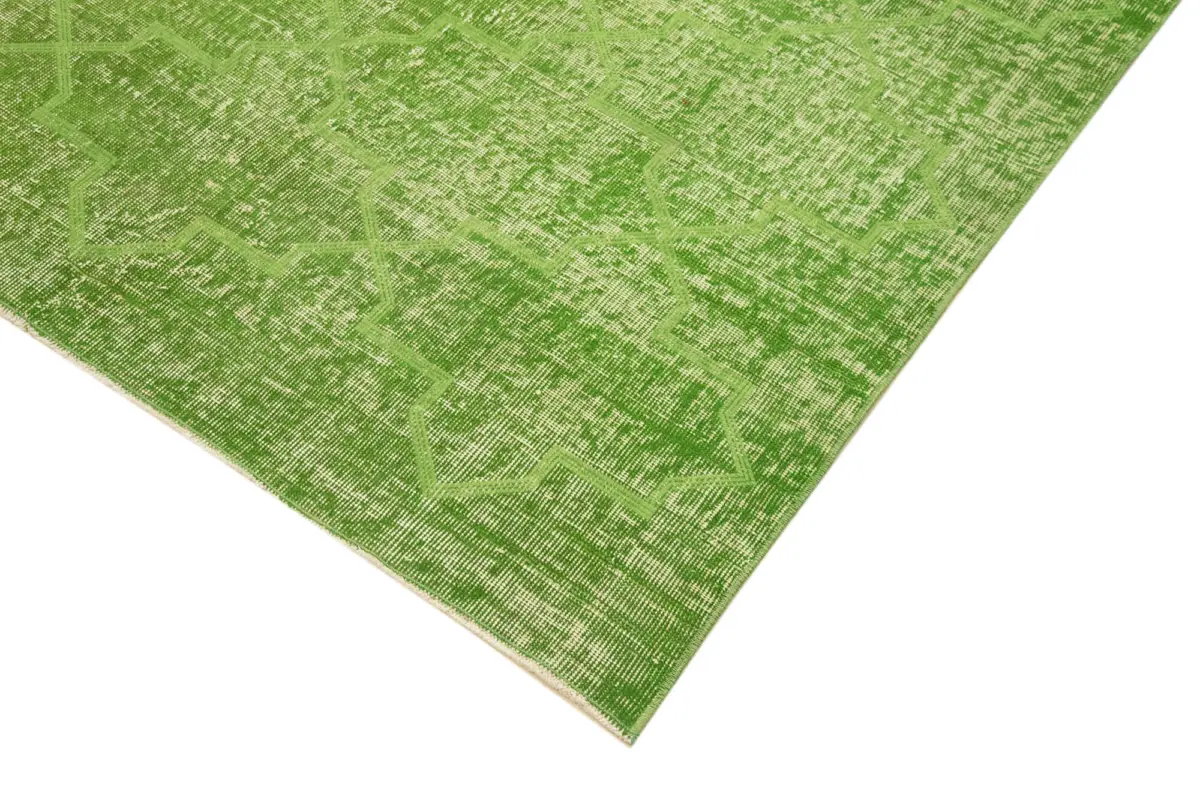 Modern Halı- Yeşil Pamuk Üzerine Yün El Dokuma Halı-152x260 - Görsel 4