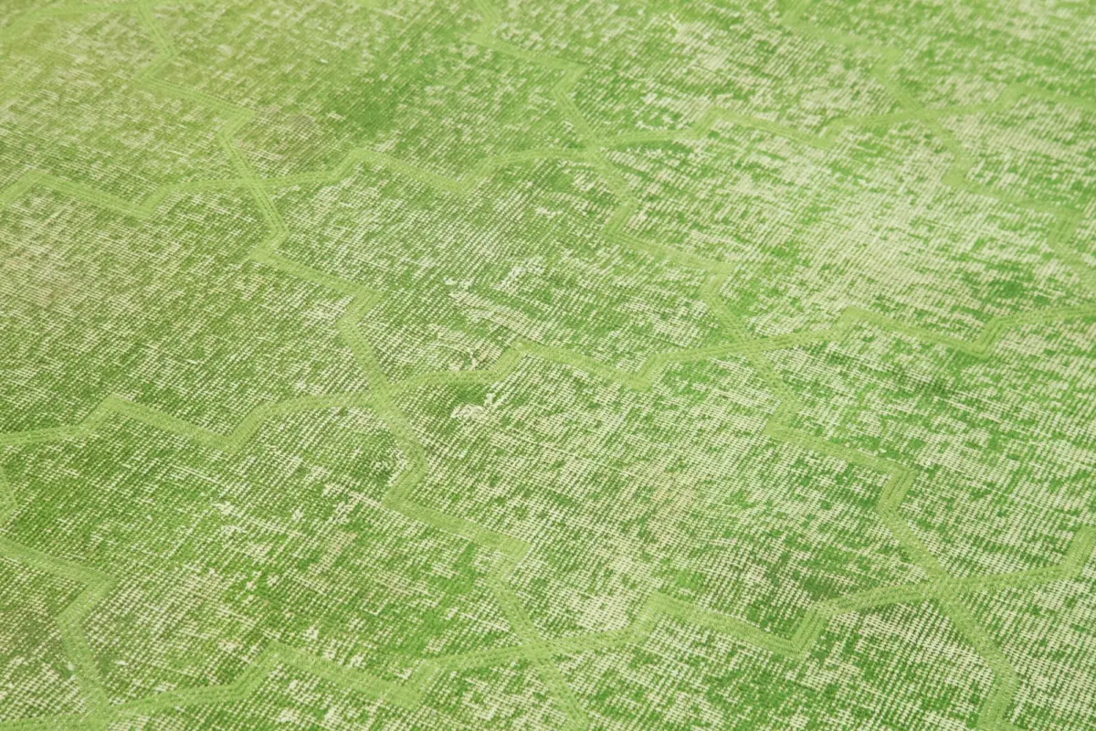 Modern Halı- Yeşil Pamuk Üzerine Yün El Dokuma Halı-152x260 - Görsel 5