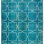 Modern Halı- Turkuaz Pamuk Üzerine Yün El Dokuma Halı-167x281