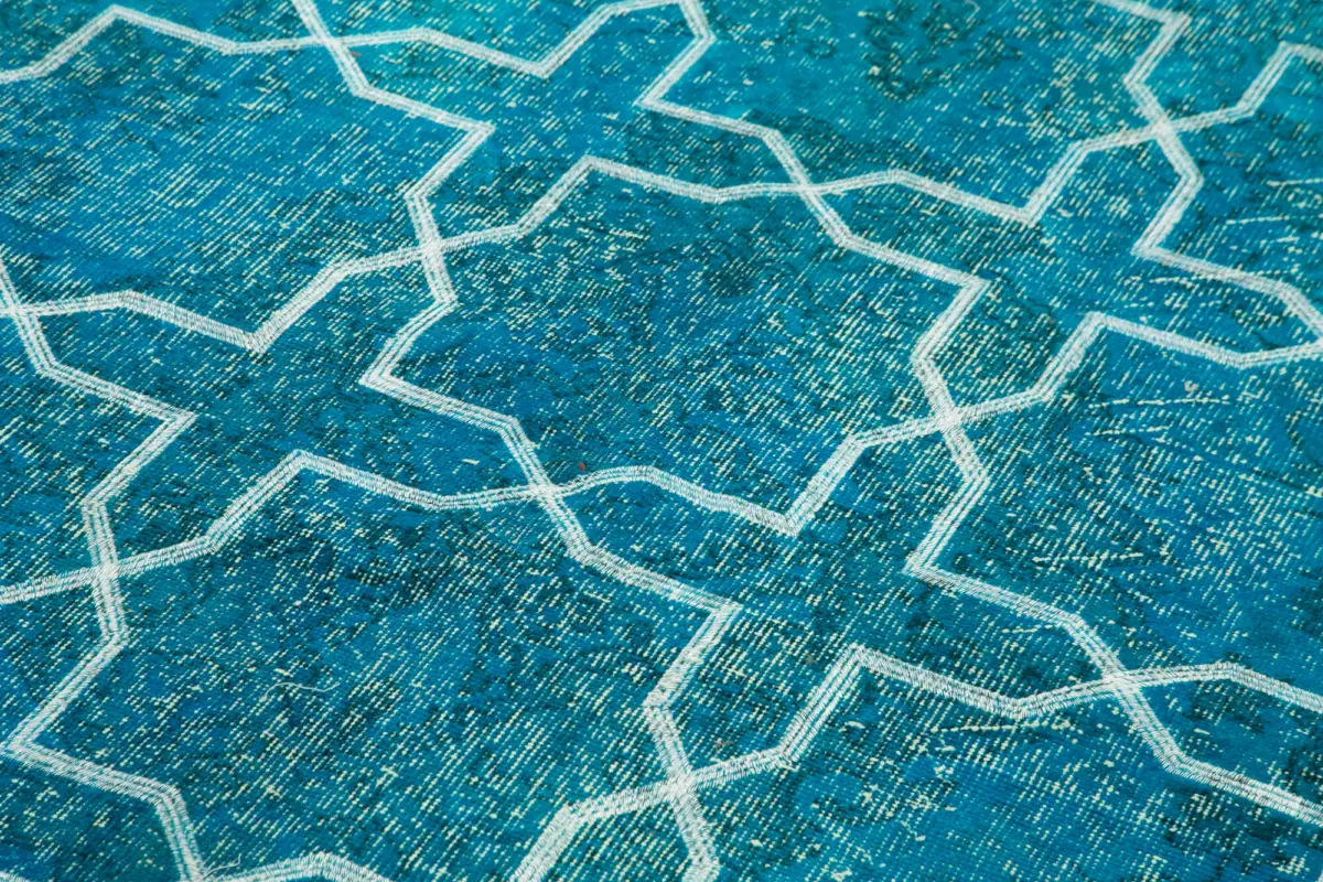 Modern Halı- Turkuaz Pamuk Üzerine Yün El Dokuma Halı-167x281 - Görsel 5