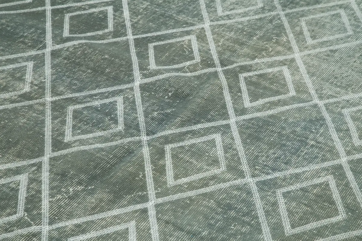 Modern Halı- Gri Pamuk Üzerine Yün El Dokuma Halı-195x300 - Görsel 5