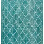 Modern Halı- Turkuaz Pamuk Üzerine Yün El Dokuma Halı-184x290