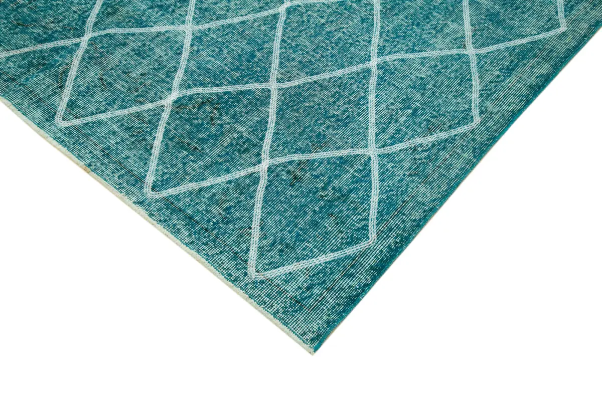 Modern Halı- Turkuaz Pamuk Üzerine Yün El Dokuma Halı-184x290 - Görsel 4