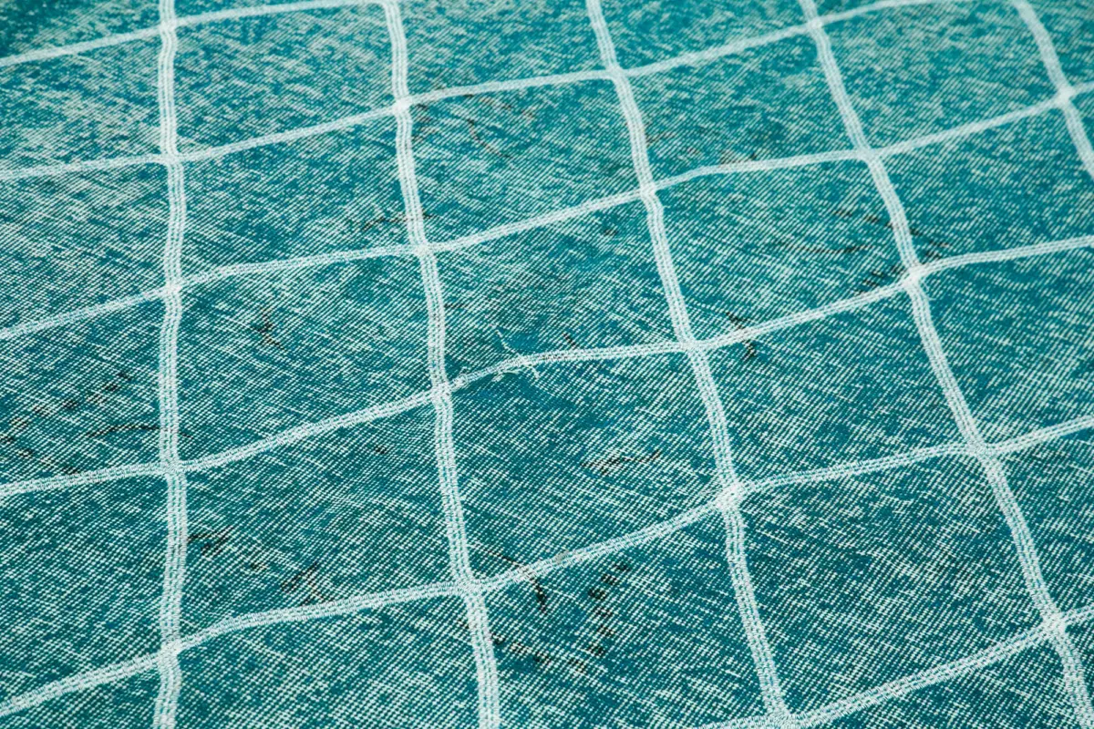 Modern Halı- Turkuaz Pamuk Üzerine Yün El Dokuma Halı-184x290 - Görsel 5