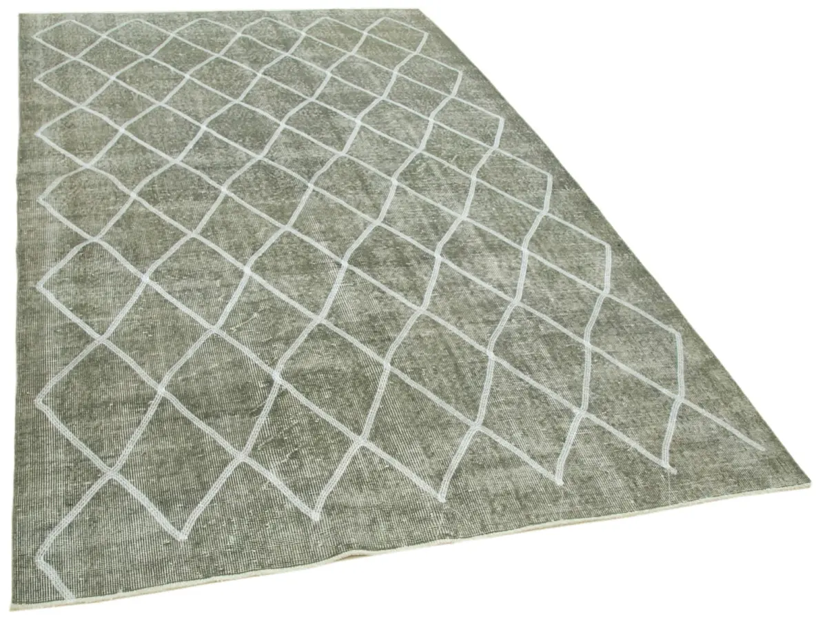 Modern Halı- Gri Pamuk Üzerine Yün El Dokuma Halı-166x275 - Görsel 2