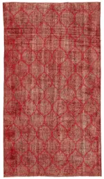 Modern Halı- Kırmızı Pamuk Üzerine Yün El Dokuma Halı-154x268