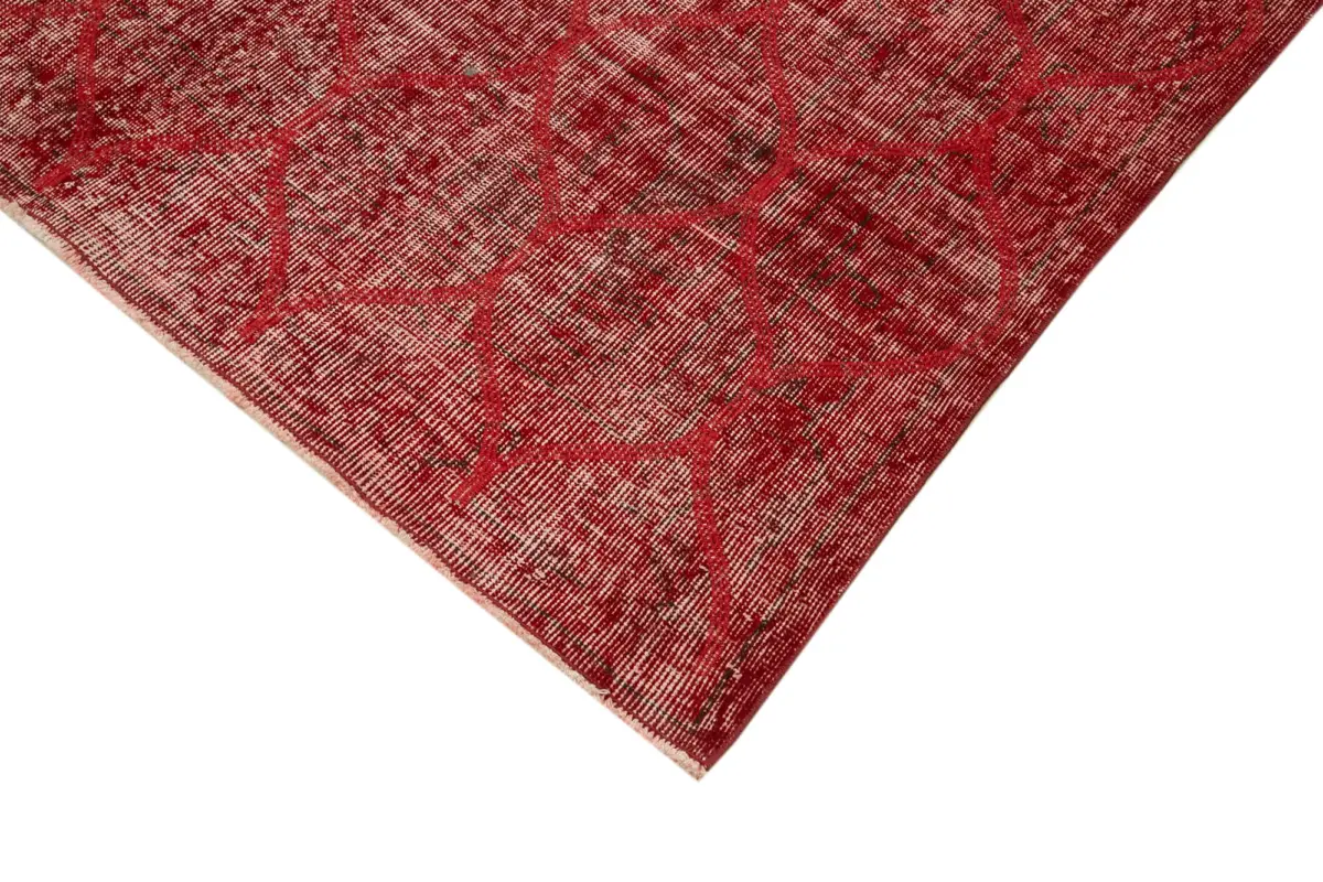 Modern Halı- Kırmızı Pamuk Üzerine Yün El Dokuma Halı-154x268 - Görsel 4