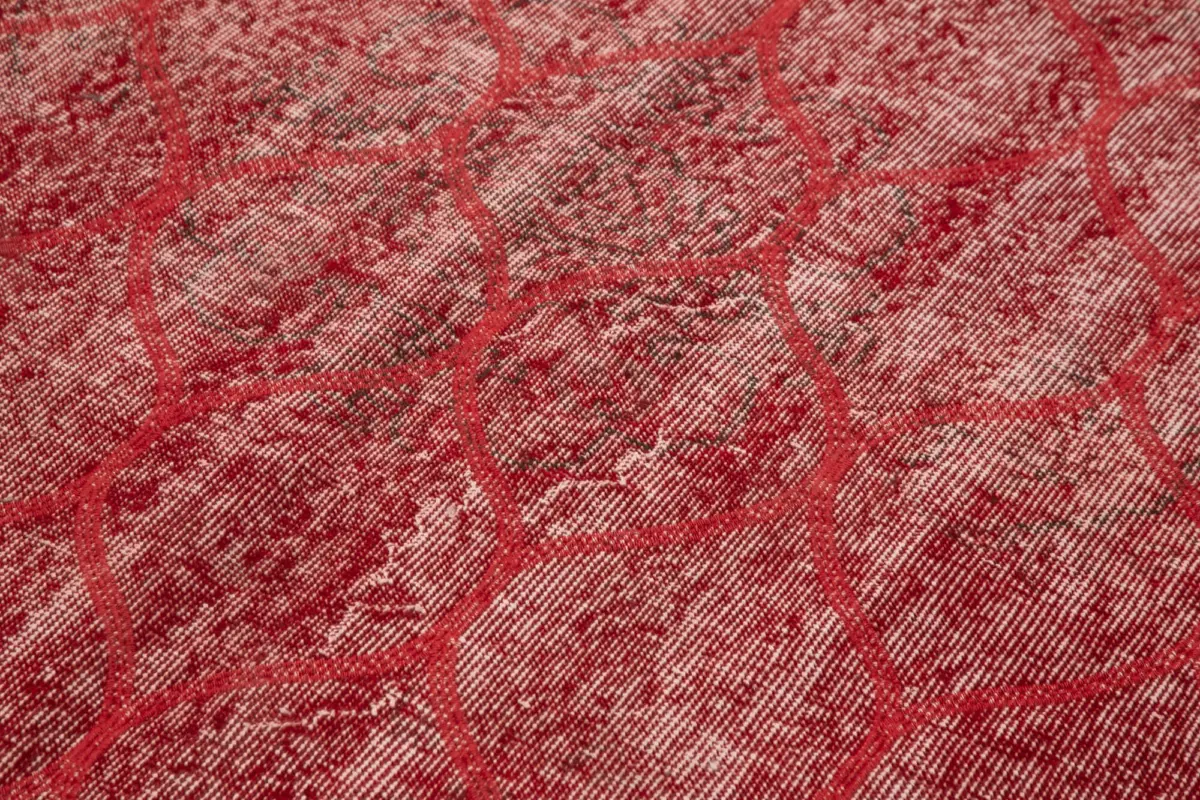 Modern Halı- Kırmızı Pamuk Üzerine Yün El Dokuma Halı-154x268 - Görsel 5