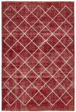 Modern Halı- Kırmızı Pamuk Üzerine Yün El Dokuma Halı-203x304