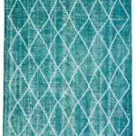 Modern Halı- Turkuaz Pamuk Üzerine Yün El Dokuma Halı-147x249