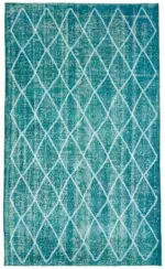 Modern Halı- Turkuaz Pamuk Üzerine Yün El Dokuma Halı-147x249