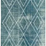 Modern Halı- Mavi Pamuk Üzerine Yün El Dokuma Halı-150x261