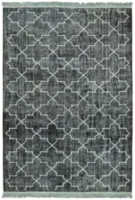 Modern Halı- Siyah Pamuk Üzerine Yün El Dokuma Halı-224x320