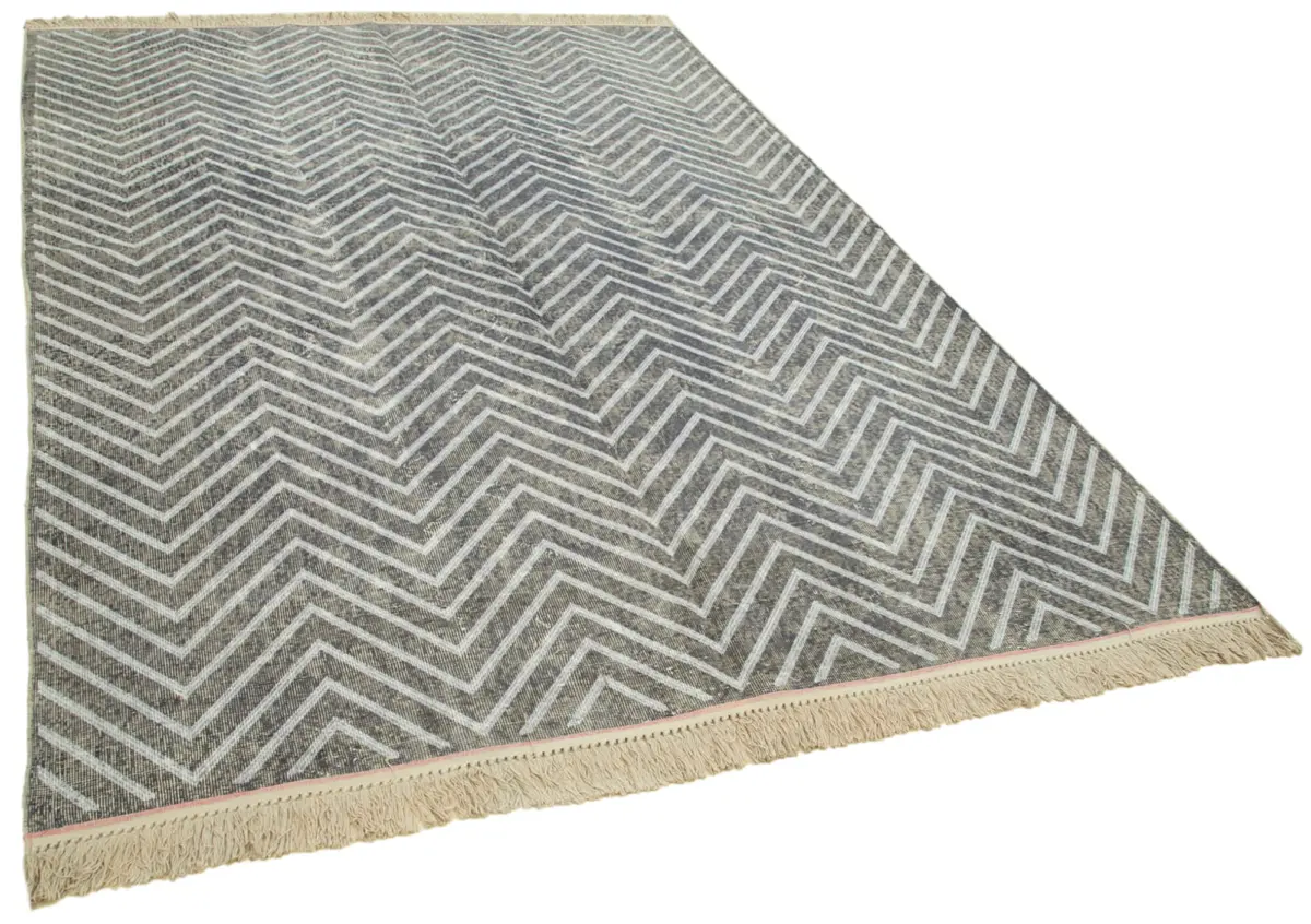 Modern Halı- Gri Pamuk Üzerine Yün El Dokuma Halı-203x311 - Görsel 2