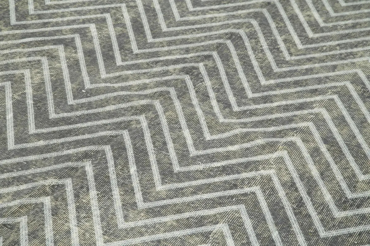 Modern Halı- Gri Pamuk Üzerine Yün El Dokuma Halı-203x311 - Görsel 5