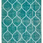 Modern Halı- Turkuaz Pamuk Üzerine Yün El Dokuma Halı-106x200