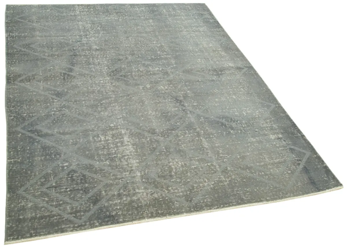 Modern Halı- Gri Pamuk Üzerine Yün El Dokuma Halı-153x208 - Görsel 2