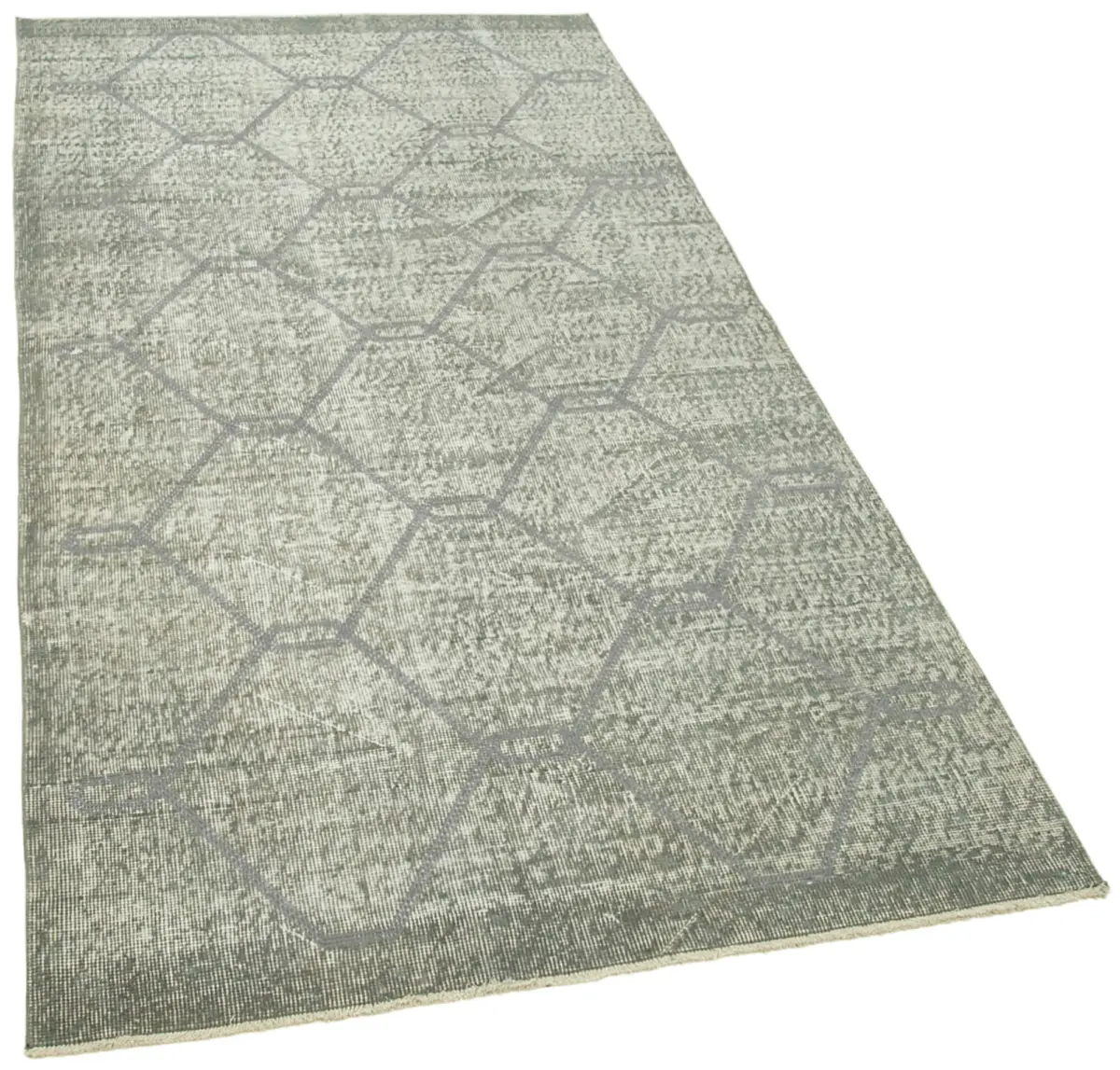 Modern Halı- Gri Pamuk Üzerine Yün El Dokuma Halı-110x216 - Görsel 2