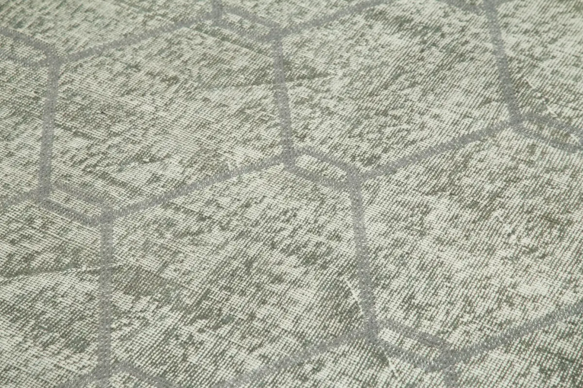 Modern Halı- Gri Pamuk Üzerine Yün El Dokuma Halı-110x216 - Görsel 5