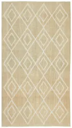 Modern Halı- Bej Pamuk Üzerine Yün El Dokuma Halı-114x207