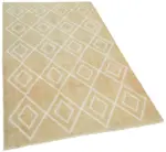 Modern Halı- Bej Pamuk Üzerine Yün El Dokuma Halı-114x207 - Görsel 2
