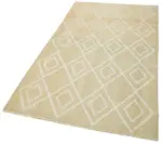 Modern Halı- Bej Pamuk Üzerine Yün El Dokuma Halı-114x207 - Görsel 3