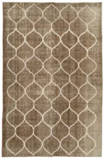 Modern Halı- Kahverengi Pamuk Üzerine Yün El Dokuma Halı-156x239