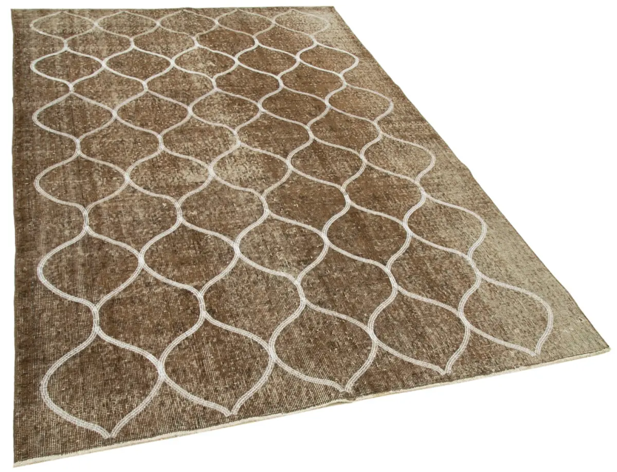 Modern Halı- Kahverengi Pamuk Üzerine Yün El Dokuma Halı-156x239 - Görsel 2