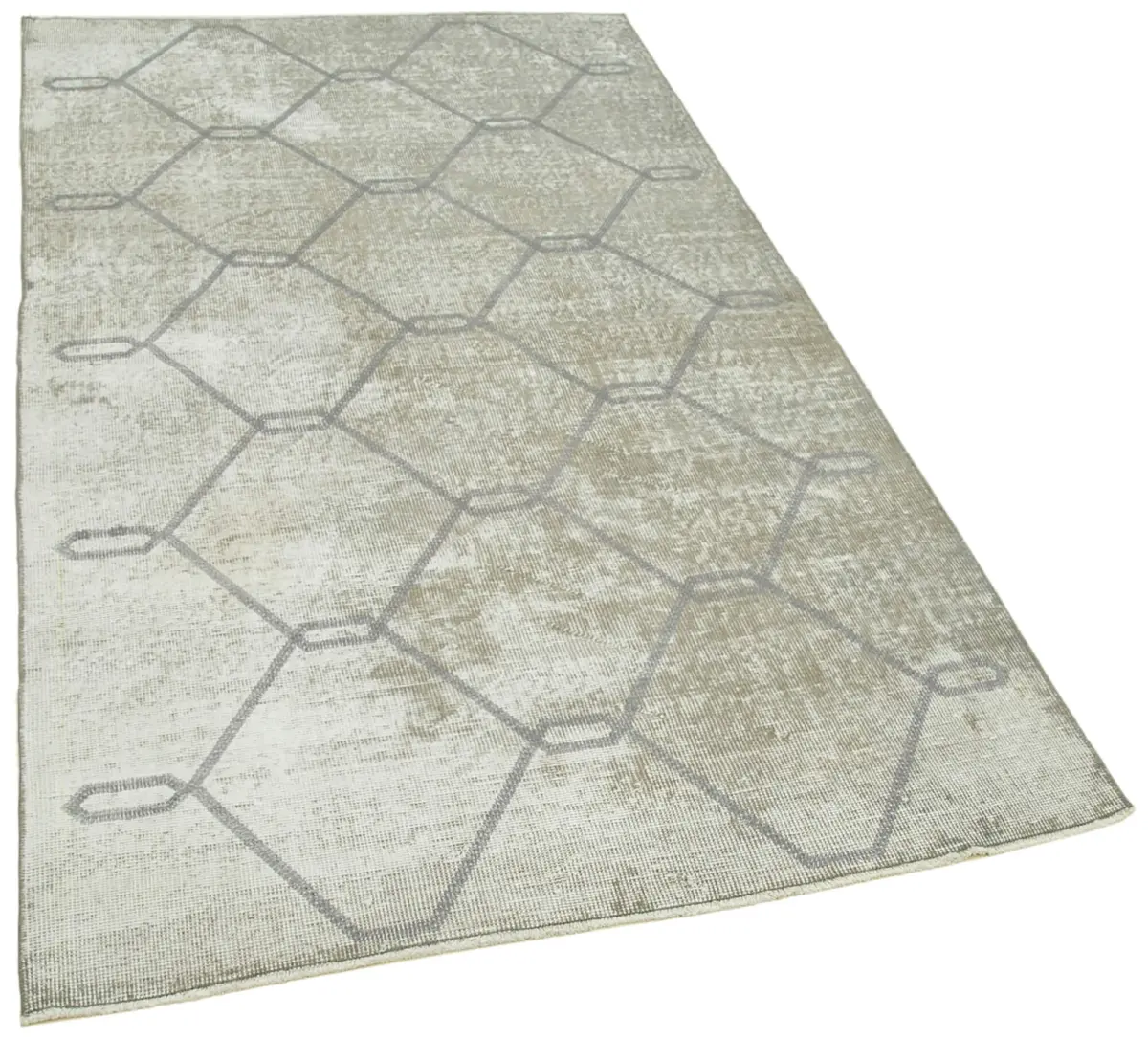 Modern Halı- Gri Pamuk Üzerine Yün El Dokuma Halı-114x209 - Görsel 2
