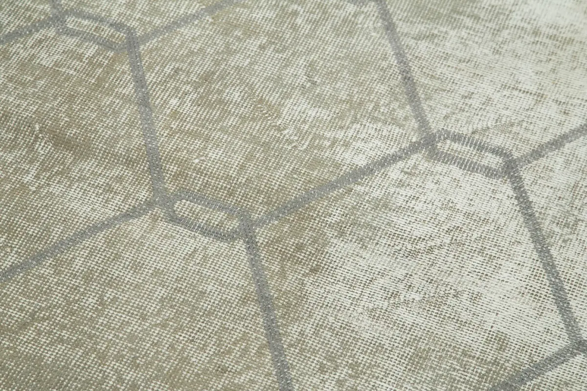 Modern Halı- Gri Pamuk Üzerine Yün El Dokuma Halı-114x209 - Görsel 5