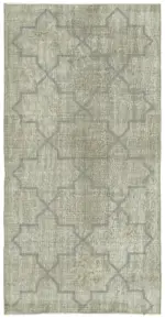 Modern Halı- Gri Pamuk Üzerine Yün El Dokuma Halı-093x187