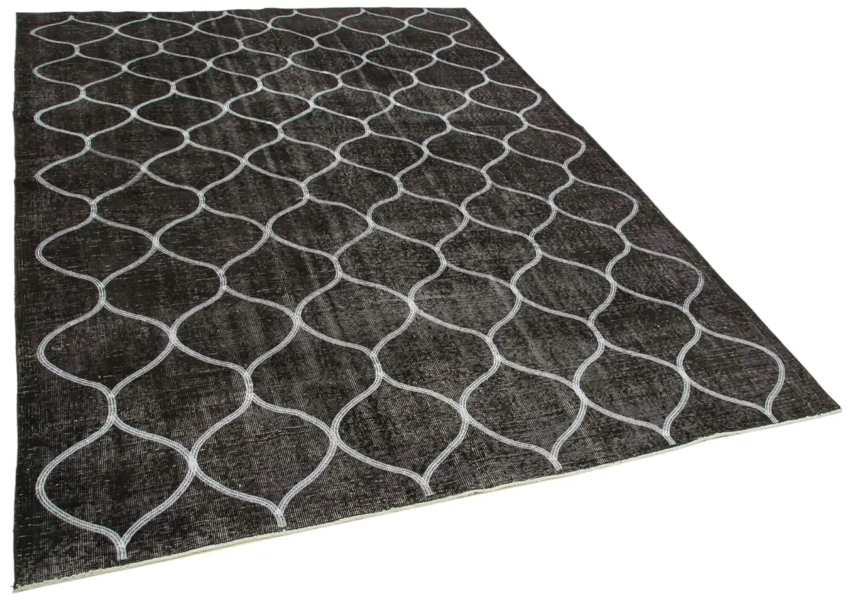 Modern Halı- Siyah Pamuk Üzerine Yün El Dokuma Halı-190x286 - Görsel 2