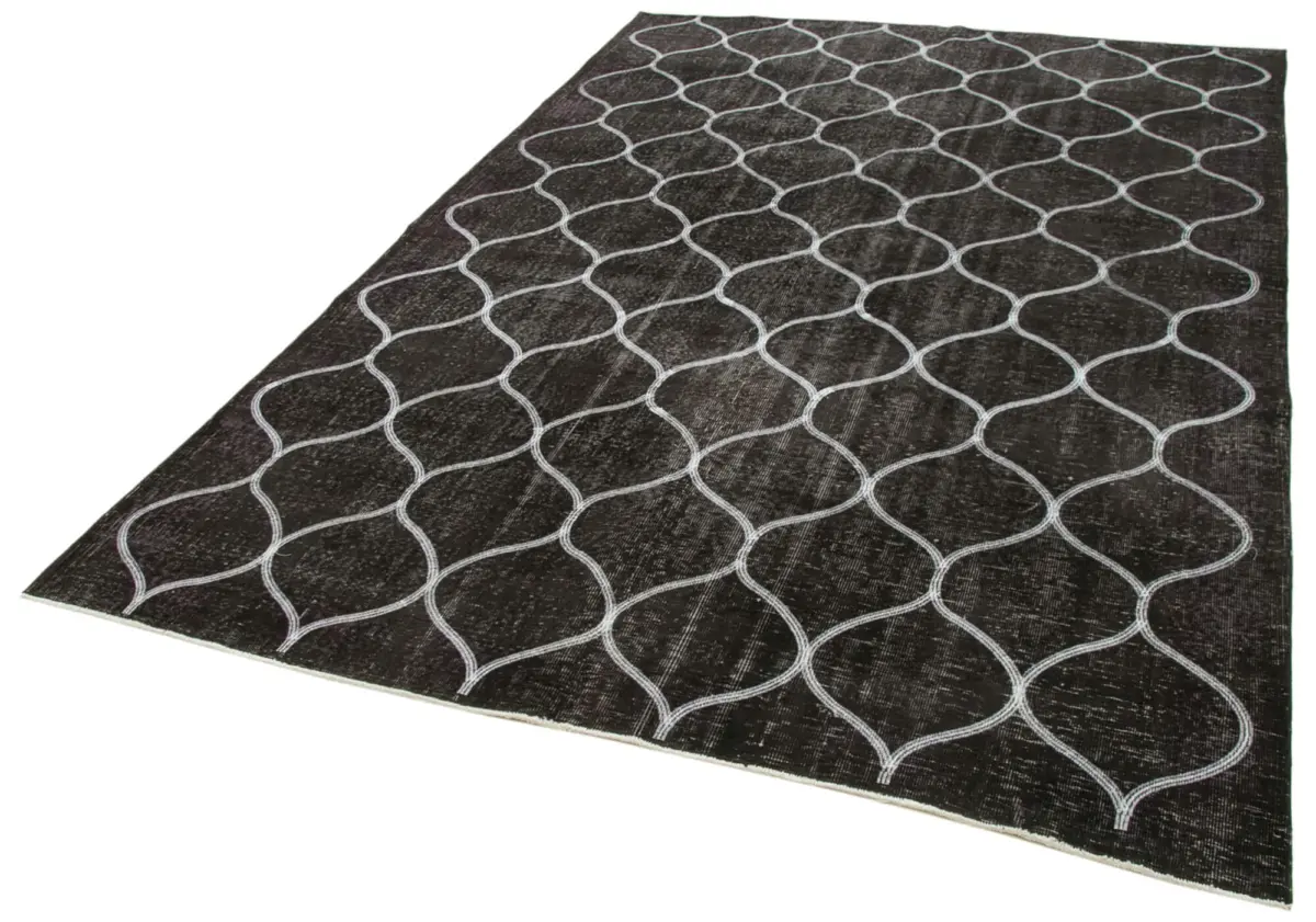 Modern Halı- Siyah Pamuk Üzerine Yün El Dokuma Halı-190x286 - Görsel 3