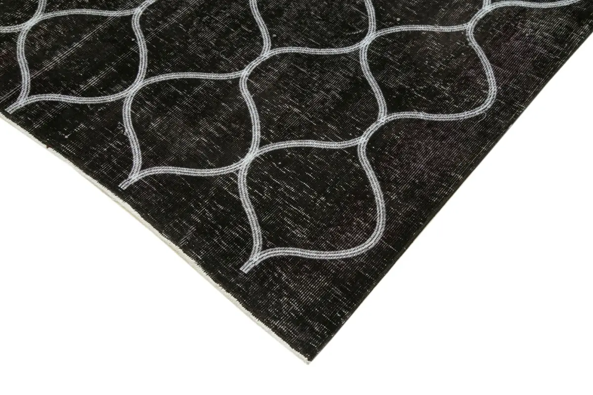 Modern Halı- Siyah Pamuk Üzerine Yün El Dokuma Halı-190x286 - Görsel 4