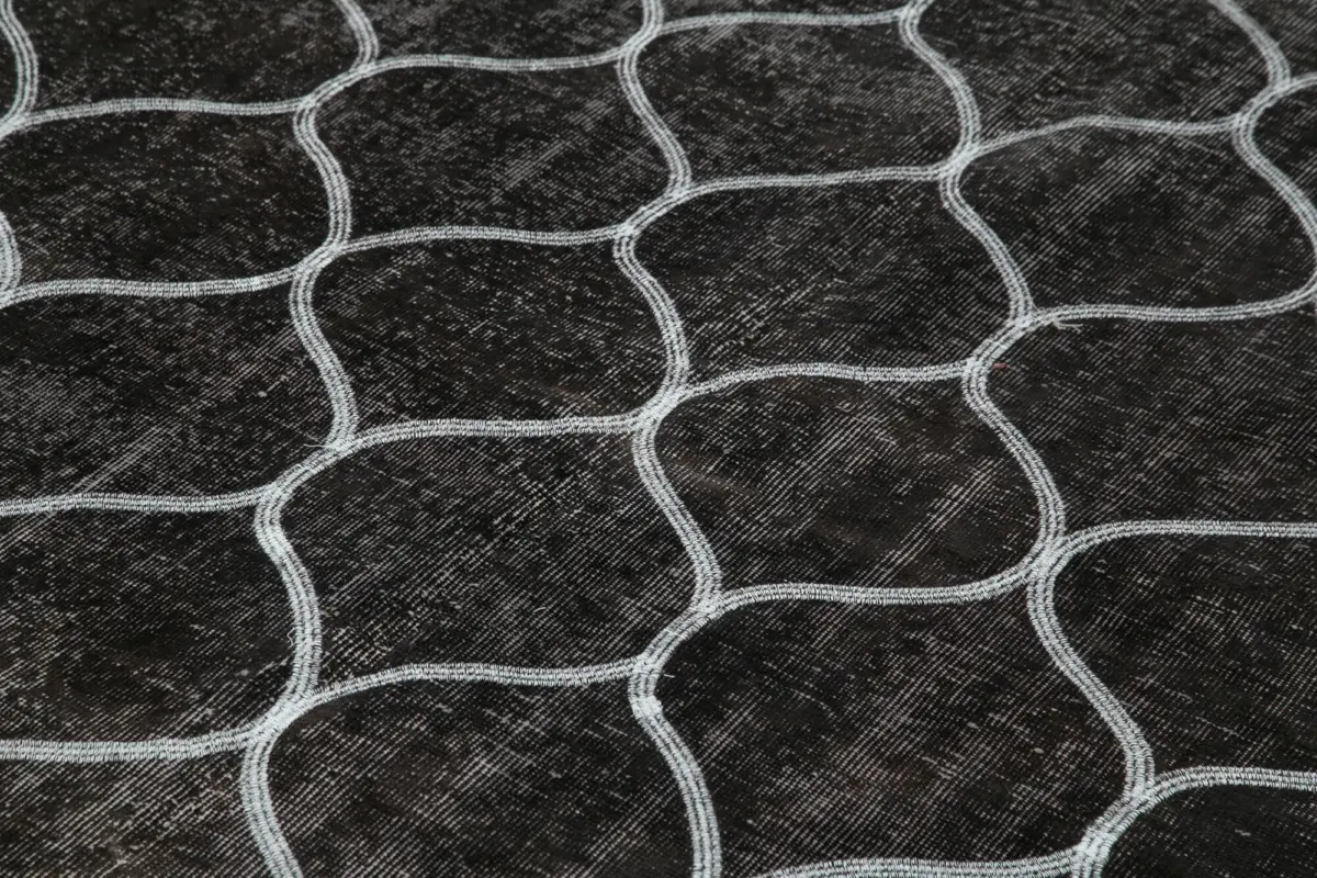 Modern Halı- Siyah Pamuk Üzerine Yün El Dokuma Halı-190x286 - Görsel 5