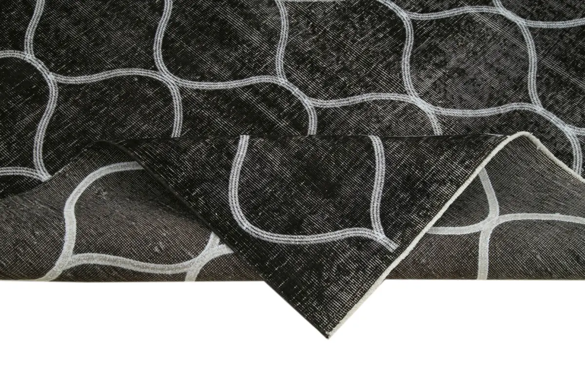 Modern Halı- Siyah Pamuk Üzerine Yün El Dokuma Halı-190x286 - Görsel 6