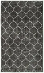 Modern Halı- Siyah Pamuk Üzerine Yün El Dokuma Halı-162x268