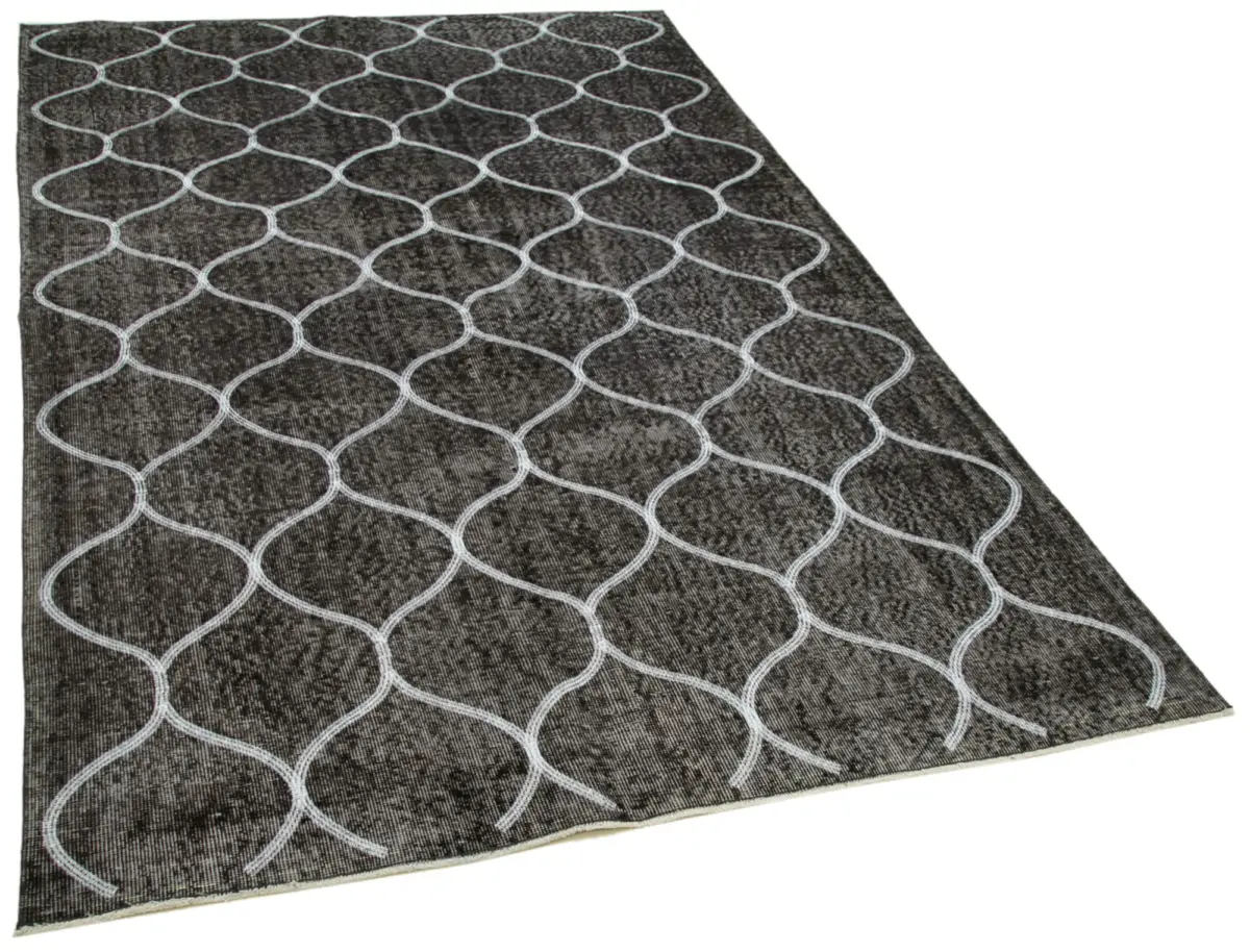 Modern Halı- Siyah Pamuk Üzerine Yün El Dokuma Halı-162x268 - Görsel 2