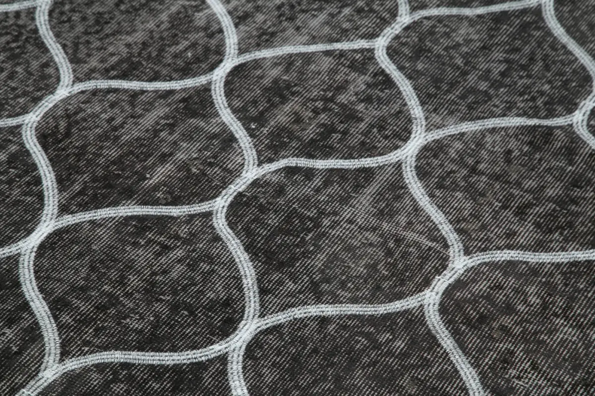 Modern Halı- Siyah Pamuk Üzerine Yün El Dokuma Halı-162x268 - Görsel 5