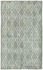 Modern Halı- Gri Pamuk Üzerine Yün El Dokuma Halı-148x248