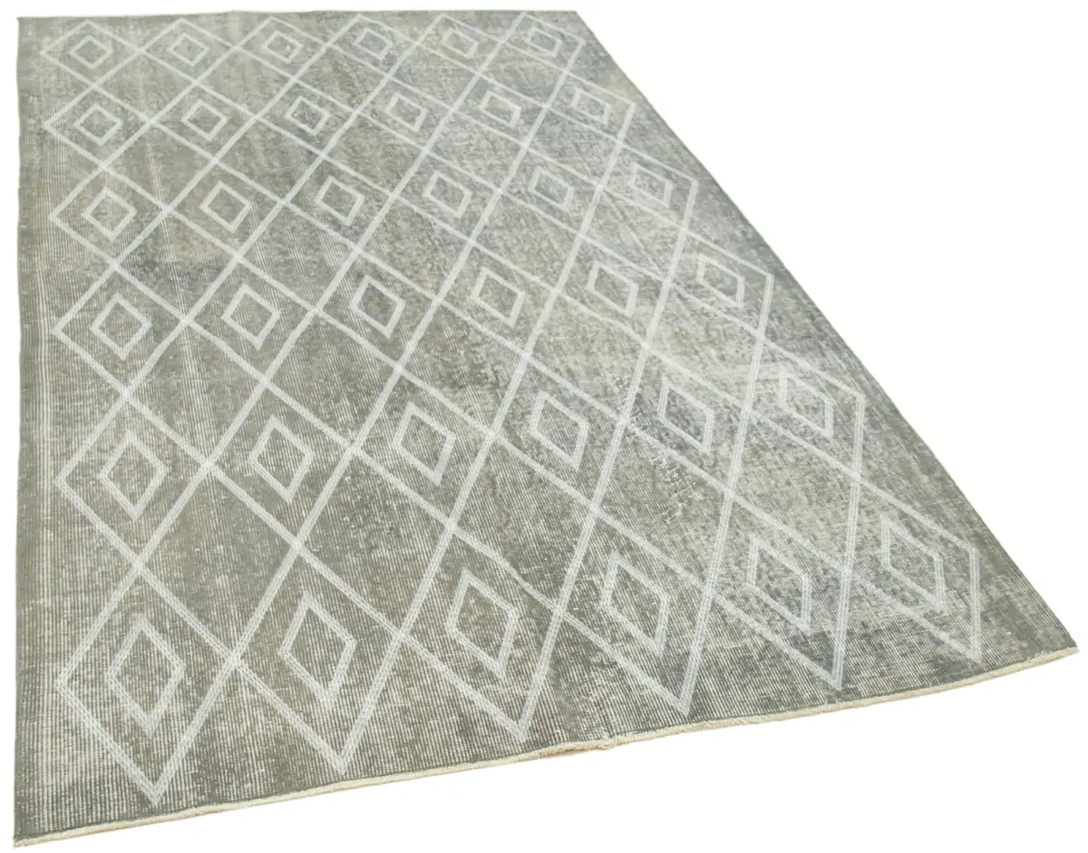 Modern Halı- Gri Pamuk Üzerine Yün El Dokuma Halı-148x248 - Görsel 2