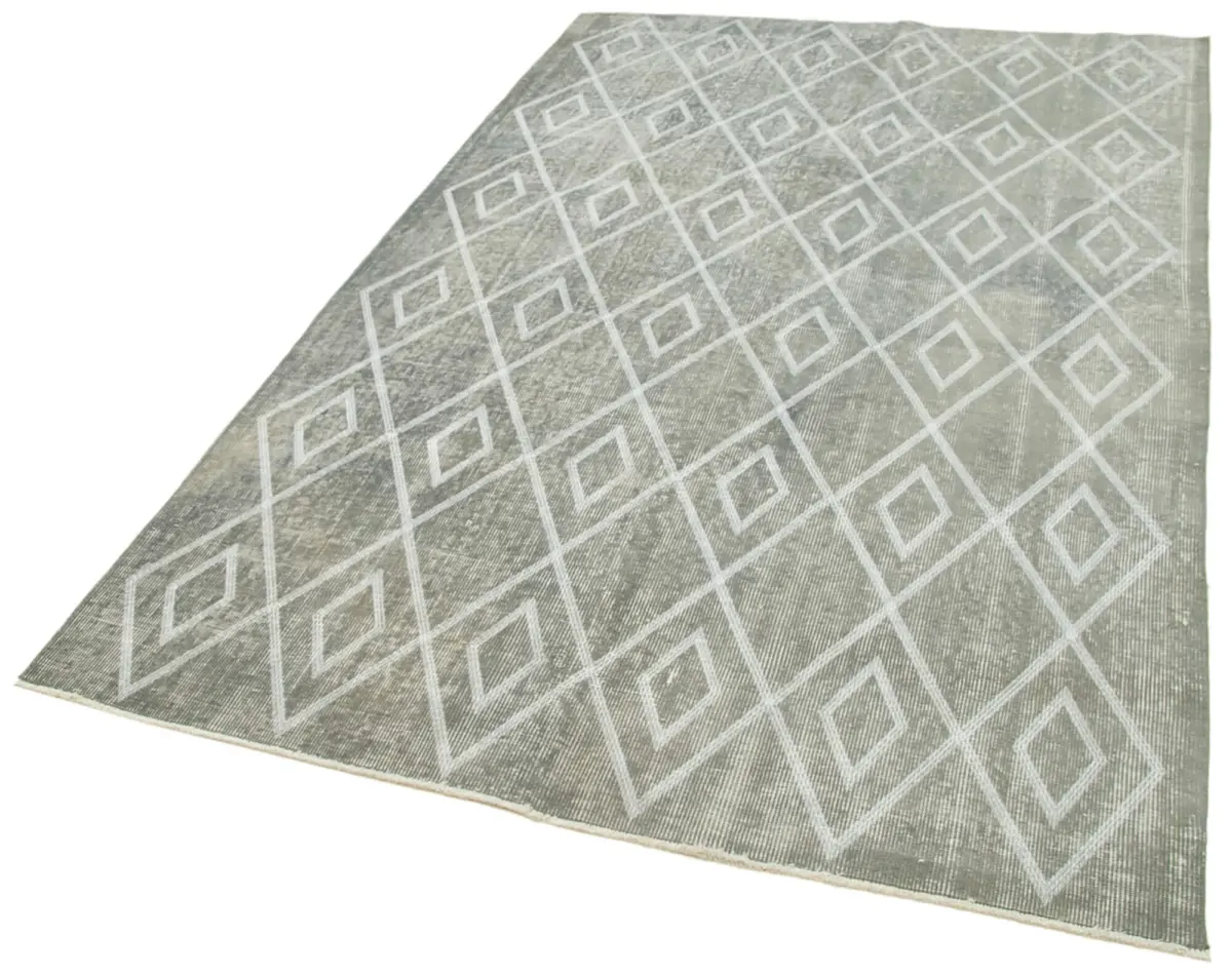 Modern Halı- Gri Pamuk Üzerine Yün El Dokuma Halı-148x248 - Görsel 3