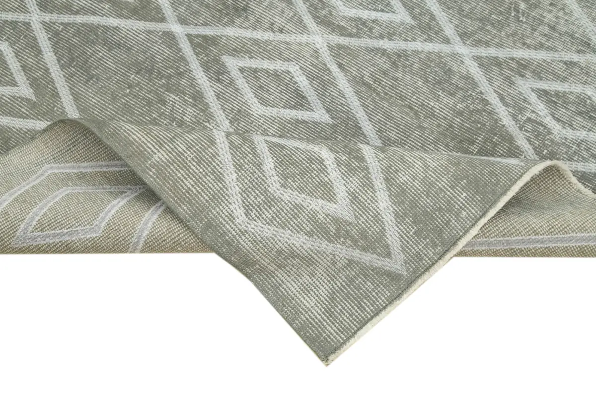 Modern Halı- Gri Pamuk Üzerine Yün El Dokuma Halı-148x248 - Görsel 6