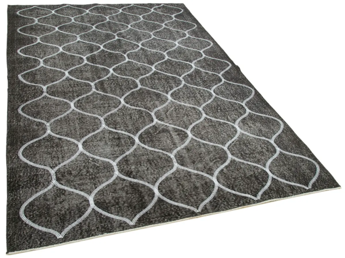 Modern Halı- Siyah Pamuk Üzerine Yün El Dokuma Halı-182x282 - Görsel 2