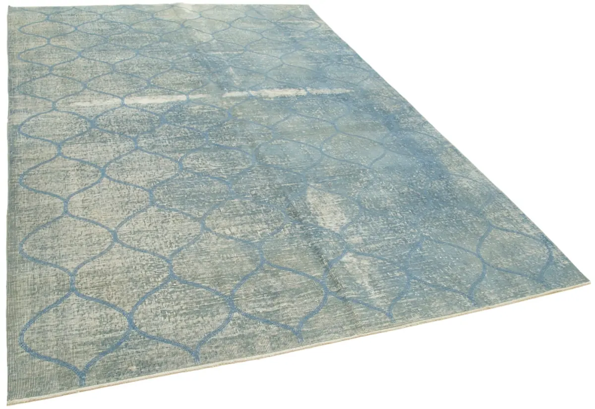 Modern Halı- Mavi Pamuk Üzerine Yün El Dokuma Halı-201x303 - Görsel 2