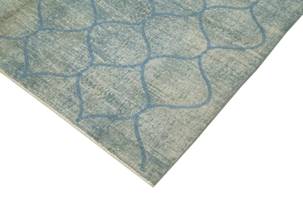 Modern Halı- Mavi Pamuk Üzerine Yün El Dokuma Halı-201x303 - Görsel 4