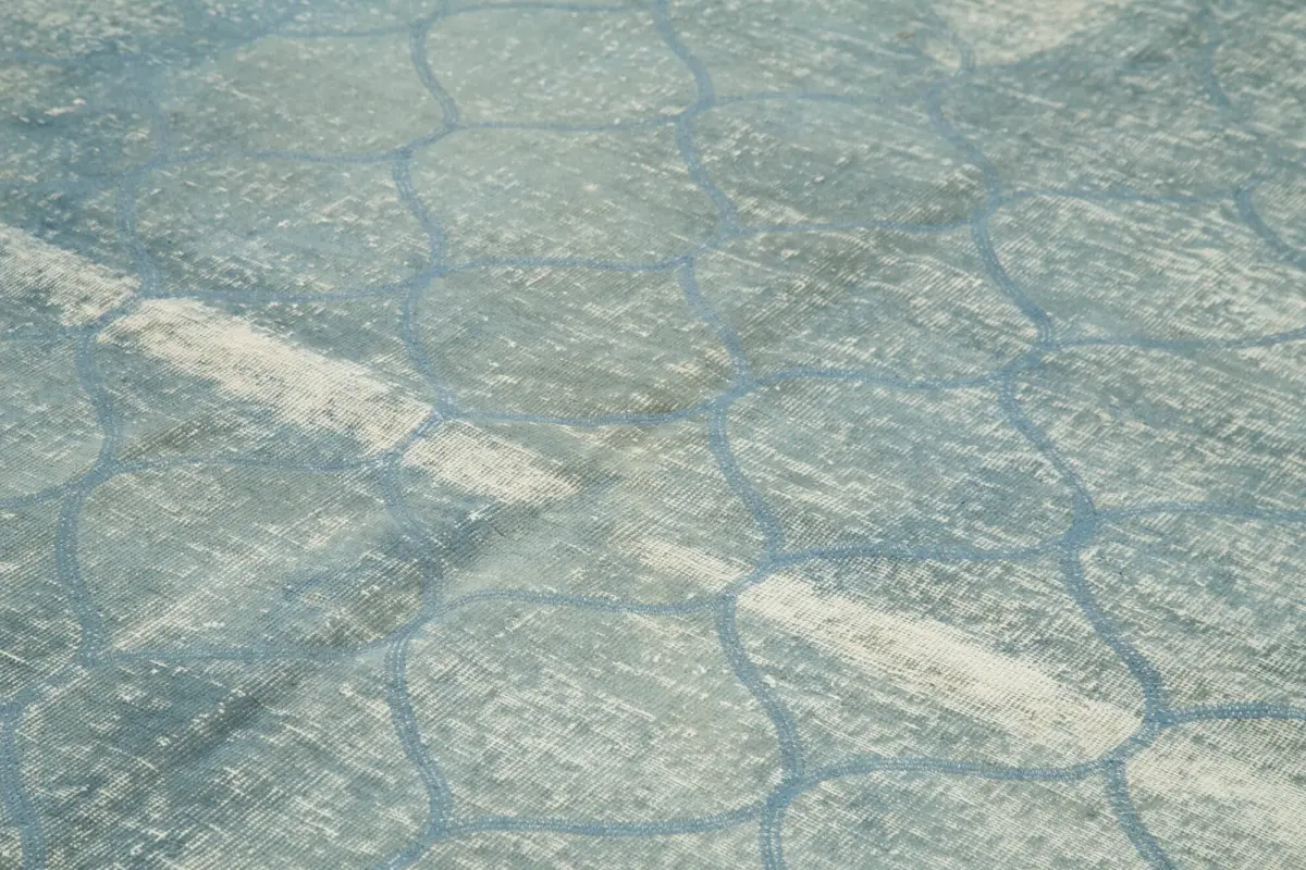 Modern Halı- Mavi Pamuk Üzerine Yün El Dokuma Halı-201x303 - Görsel 5