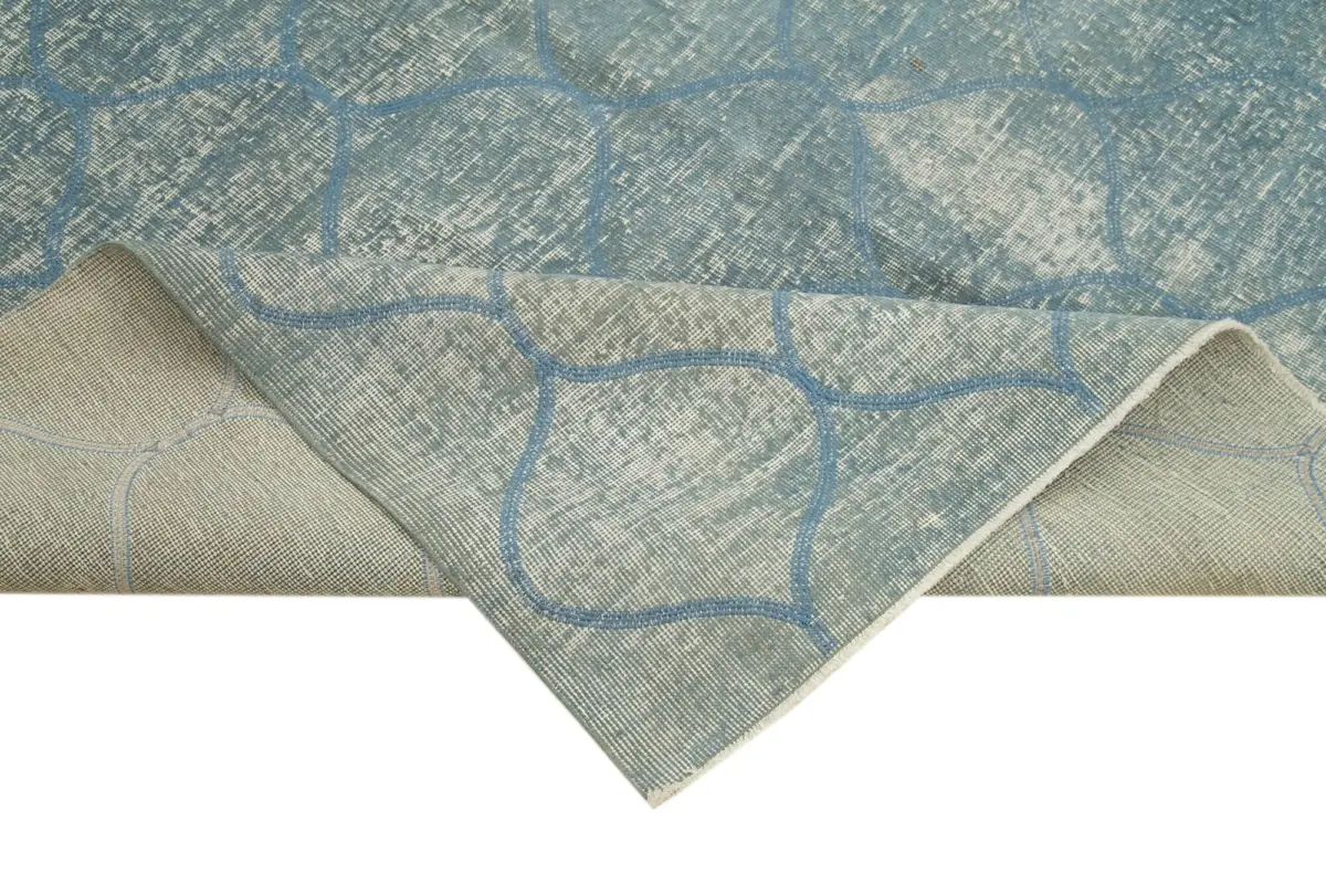 Modern Halı- Mavi Pamuk Üzerine Yün El Dokuma Halı-201x303 - Görsel 6