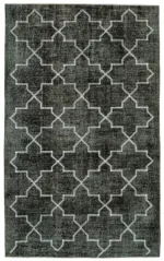 Modern Halı- Siyah Pamuk Üzerine Yün El Dokuma Halı-141x230