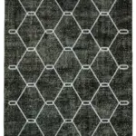 Modern Halı- Siyah Pamuk Üzerine Yün El Dokuma Halı-143x211